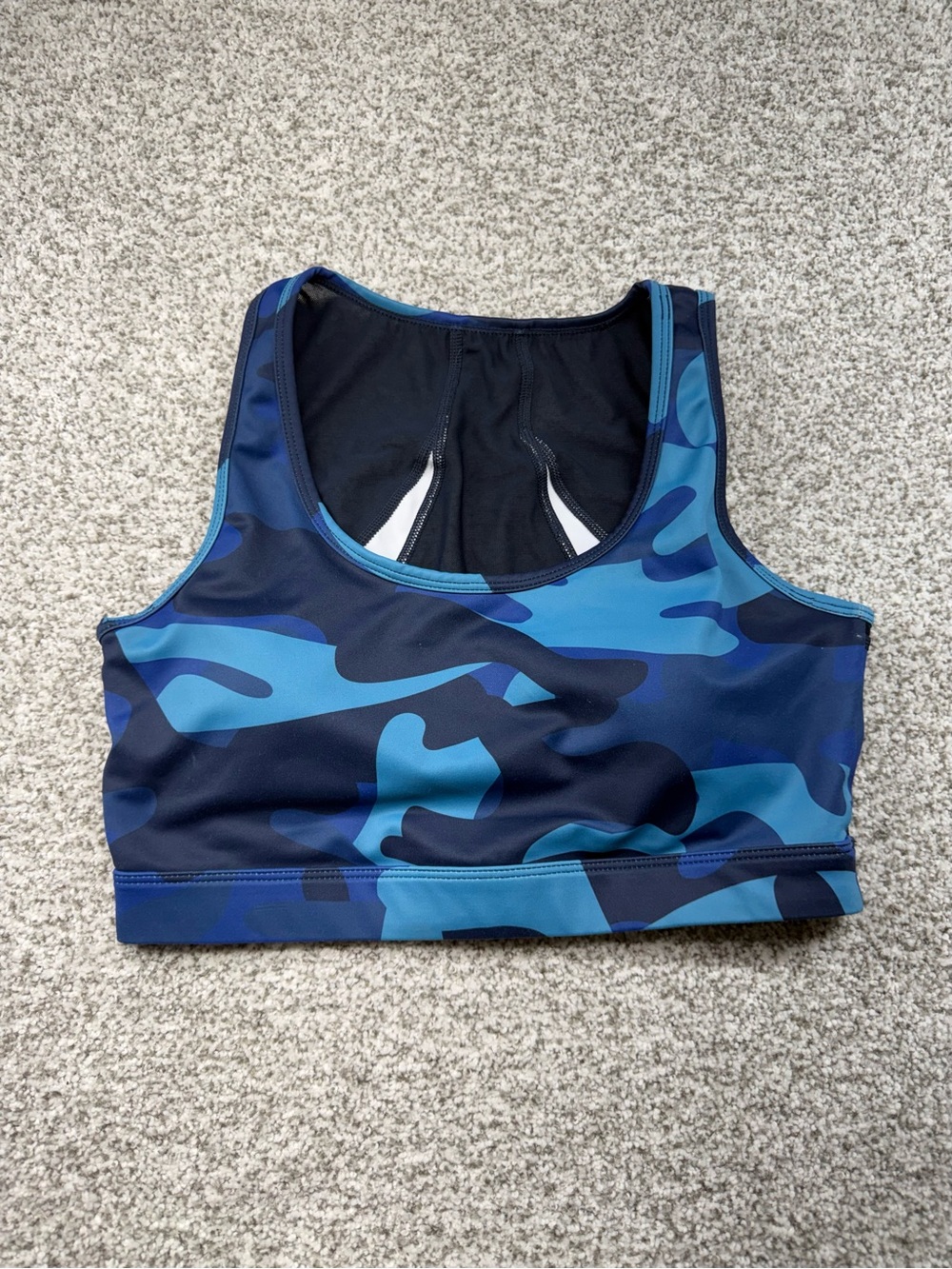 Women's ZYIA Active Navy Blue Camo‎ Racerback Padded Sports Bra Size Medium